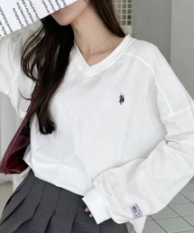 【Ada.別注 U.S. POLO ASSN.】Vネック ドロップショルダー ルーズ カットソー