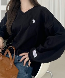 【Ada.別注 U.S. POLO ASSN.】Vネック ドロップショルダー ルーズ カットソー