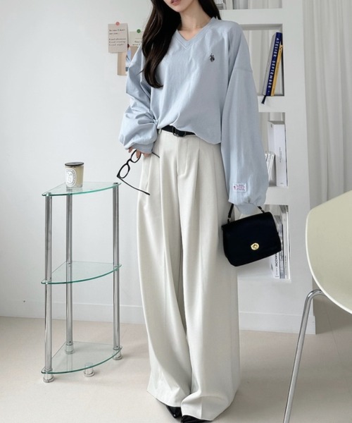 U.S. POLO ASSN.（ユーエスポロアッスン）の「【Ada.別注 U.S. POLO ASSN.】Vネック ドロップショルダー ルーズ カットソー（Tシャツ/カットソー・レディース・サックスブルー/ブラック/ホワイト・S/M）」の20枚目の写真