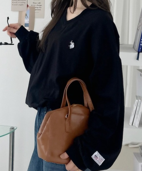 U.S. POLO ASSN.（ユーエスポロアッスン）の「【Ada.別注 U.S. POLO ASSN.】Vネック ドロップショルダー ルーズ カットソー（Tシャツ/カットソー・レディース・サックスブルー/ブラック/ホワイト・S/M）」の12枚目の写真