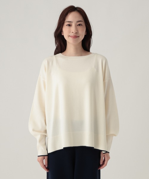 Elura(エルーラ)の「毛玉しらずボートプルオーバー<WEB限定カラーあり>/865949(ニット/セーター・レディース・グレイッシュベージュ/ターコイズブルー/バーガンディー/レッド/ネイビー/ホワイト・LARGE/MEDIUM)」の13枚目の写真