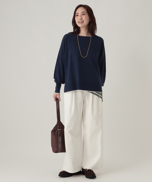 Elura(エルーラ)の「毛玉しらずボートプルオーバー<WEB限定カラーあり>/865949(ニット/セーター・レディース・グレイッシュベージュ/ターコイズブルー/バーガンディー/レッド/ネイビー/ホワイト・LARGE/MEDIUM)」の21枚目の写真