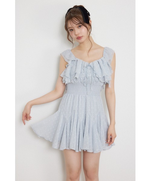 rienda(リエンダ)の「レースアップキャミミニワンピース 秋服(ワンピース・レディース・ブルー/ブラウン/ブラック・MEDIUM/SMALL)」の3枚目の写真