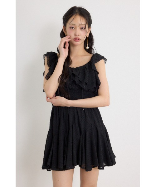 rienda(リエンダ)の「レースアップキャミミニワンピース 秋服(ワンピース・レディース・ブルー/ブラウン/ブラック・MEDIUM/SMALL)」の1枚目の写真
