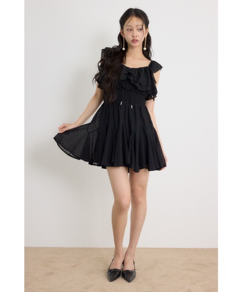 rienda(リエンダ)の「レースアップキャミミニワンピース 秋服(ワンピース・レディース・ブルー/ブラウン/ブラック・MEDIUM/SMALL)」の4枚目の写真