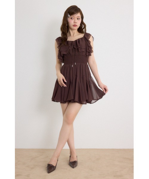 rienda(リエンダ)の「レースアップキャミミニワンピース 秋服(ワンピース・レディース・ブルー/ブラウン/ブラック・MEDIUM/SMALL)」の12枚目の写真