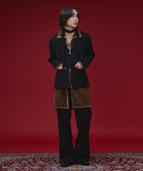 Ellno Loset(エルノロゼット)の「【SEME】bi-color slim wzip jacket with bow tie(テーラードジャケット・メンズ・ライトグレー/ブラック・MEDIUM/LARGE)」の12枚目の写真