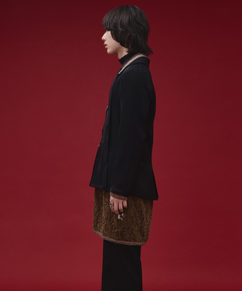Ellno Loset(エルノロゼット)の「【SEME】bi-color slim wzip jacket with bow tie(テーラードジャケット・メンズ・ライトグレー/ブラック・MEDIUM/LARGE)」の10枚目の写真