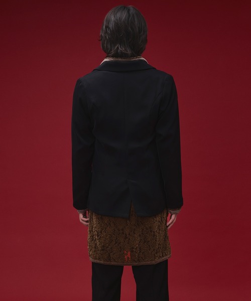 Ellno Loset(エルノロゼット)の「【SEME】bi-color slim wzip jacket with bow tie(テーラードジャケット・メンズ・ライトグレー/ブラック・MEDIUM/LARGE)」の11枚目の写真