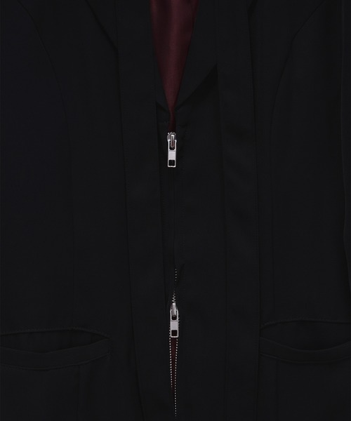 Ellno Loset(エルノロゼット)の「【SEME】bi-color slim wzip jacket with bow tie(テーラードジャケット・メンズ・ライトグレー/ブラック・MEDIUM/LARGE)」の3枚目の写真