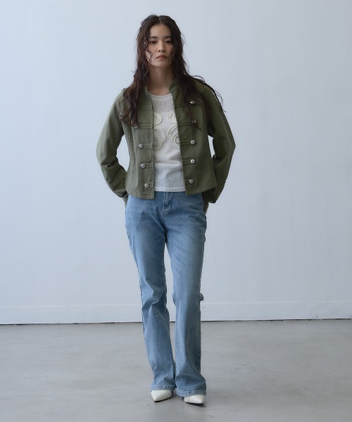 Clum（クルム）の「slim flare denim pants / スリムフレアデニムパンツ（デニムパンツ・レディース・ブルー・MEDIUM/LARGE/SMALL）」の14枚目の写真