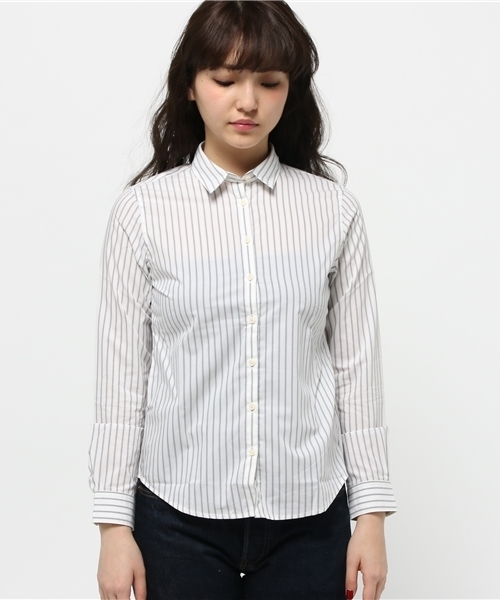 earth music&ecology(アースミュージックアンドエコロジー)の「【2016Spring】《シャキシャキシャツ!》ストライプ(シャツ/ブラウス・レディース・ネイビー/ホワイト・MEDIUM/SMALL)」の3枚目の写真