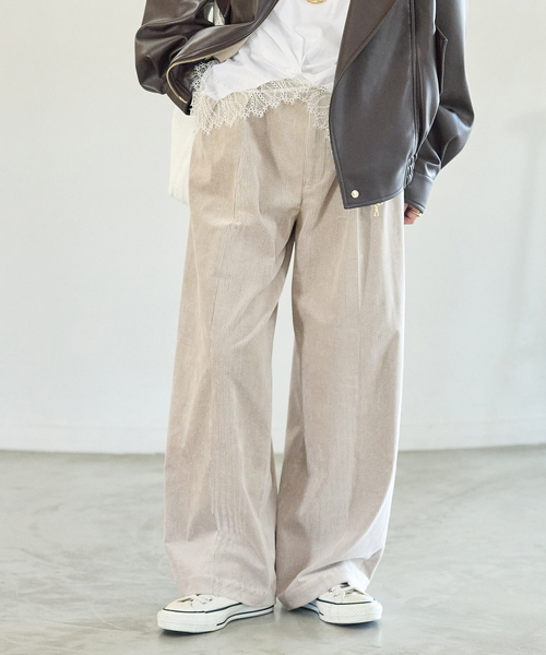 journal standard L'essage(ジャーナルスタンダードレサージュ)の「《追加》ストレッチコーデュロイ 2タックパンツ(その他パンツ・レディース・ベージュ/ピンク/ブラック・36/40/38)」の12枚目の写真