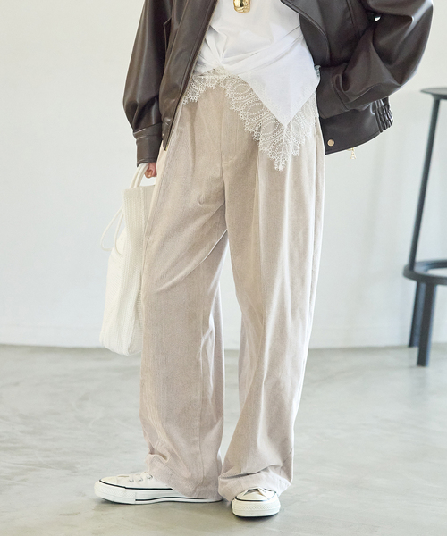 journal standard L'essage(ジャーナルスタンダードレサージュ)の「《追加》ストレッチコーデュロイ 2タックパンツ(その他パンツ・レディース・ベージュ/ピンク/ブラック・36/40/38)」の15枚目の写真