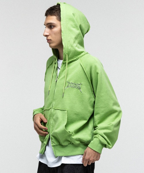 ILL'S(イルズ)の「『ILLS』 LOGO Embroidery FULL ZIP HOODIE / 『ILLS』 ロゴ刺繍フルジップフーディー ダブルジップ ピグメント加工 メンズ レディース ユニセックス(パーカー・メンズ・ラベンダー/ライム/グレー/オレンジ/チャコールグレー・L/M)」の11枚目の写真