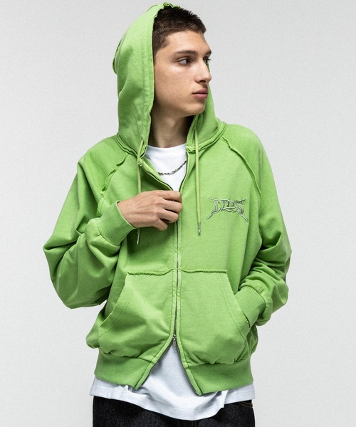 ILL'S(イルズ)の「『ILLS』 LOGO Embroidery FULL ZIP HOODIE / 『ILLS』 ロゴ刺繍フルジップフーディー ダブルジップ ピグメント加工 メンズ レディース ユニセックス(パーカー・メンズ・ラベンダー/ライム/グレー/オレンジ/チャコールグレー・L/M)」の10枚目の写真