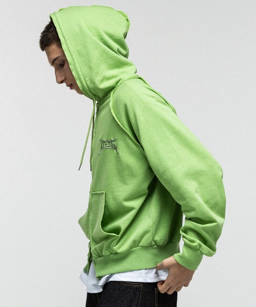 ILL'S(イルズ)の「『ILLS』 LOGO Embroidery FULL ZIP HOODIE / 『ILLS』 ロゴ刺繍フルジップフーディー ダブルジップ ピグメント加工 メンズ レディース ユニセックス(パーカー・メンズ・ラベンダー/ライム/グレー/オレンジ/チャコールグレー・L/M)」の12枚目の写真