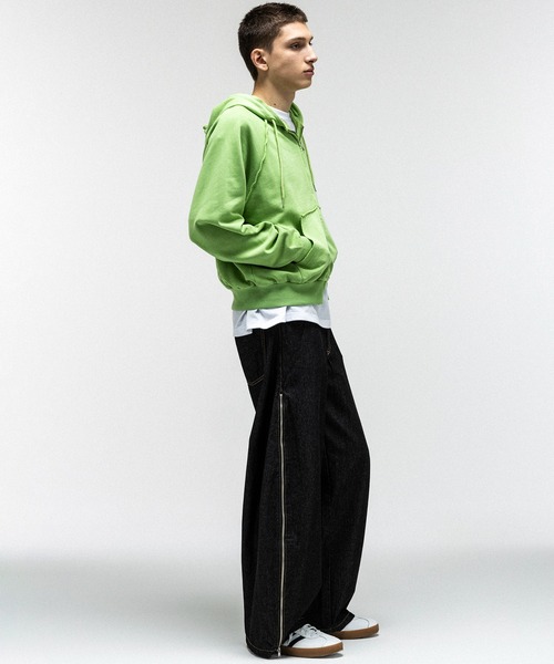ILL'S(イルズ)の「『ILLS』 LOGO Embroidery FULL ZIP HOODIE / 『ILLS』 ロゴ刺繍フルジップフーディー ダブルジップ ピグメント加工 メンズ レディース ユニセックス(パーカー・メンズ・ラベンダー/ライム/グレー/オレンジ/チャコールグレー・L/M)」の18枚目の写真