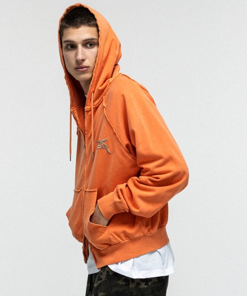 ILL'S(イルズ)の「『ILLS』 LOGO Embroidery FULL ZIP HOODIE / 『ILLS』 ロゴ刺繍フルジップフーディー ダブルジップ ピグメント加工 メンズ レディース ユニセックス(パーカー・メンズ・ラベンダー/ライム/グレー/オレンジ/チャコールグレー・L/M)」の22枚目の写真