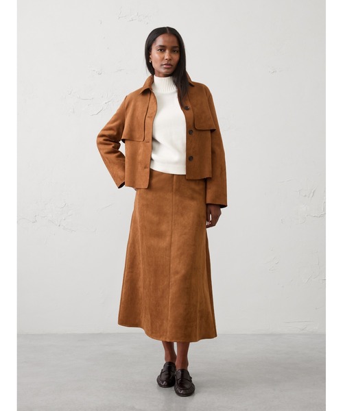 BANANA REPUBLIC FACTORY STORE(バナナリパブリック ファクトリーストア)の「BANANA REPUBLIC FACTORY STORE 日本限定 ヴィーガンスエード Aラインミディスカート(スカート・レディース・ブラウン/その他1・0/2/8/4/6)」の5枚目の写真
