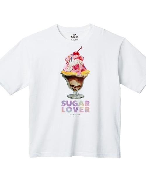 NOBOUND(ノーバウンド)の「NOBOUND(ノーバウンド) 半袖Tシャツ パフェイラスト プリント ビッグシルエット ストリート 原宿系 メンズ ユニセックス(Tシャツ/カットソー・メンズ・ホワイト/ブラック/ライトベージュ/ダルブルー系・XL/L/M)」の2枚目の写真