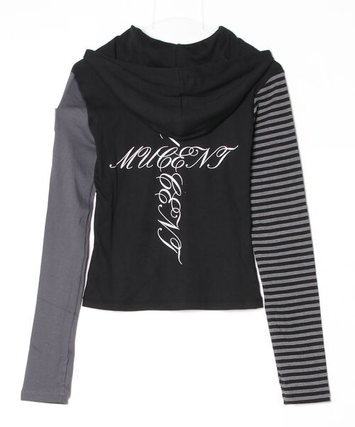MUCENT(ムセント)の「A'GEM/9 × .kom 『MUCENT/ムセント』AVIO STRIPE HOOD TEE/AVIOボーダージップアップパーカー(パーカー・レディース・ブラック・FREE)」の7枚目の写真