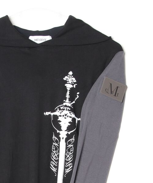 MUCENT(ムセント)の「A'GEM/9 × .kom 『MUCENT/ムセント』AVIO STRIPE HOOD TEE/AVIOボーダージップアップパーカー(パーカー・レディース・ブラック・FREE)」の9枚目の写真