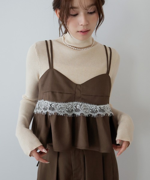 AMUU. PRECIEUSE(アムープレシューズ)の「【SETUP対応】レースペプラムキャミビスチェ(その他トップス・レディース・ブラック/チャコールグレー/ブラウン・FREE)」の4枚目の写真