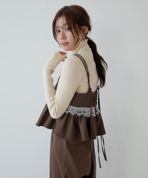 AMUU. PRECIEUSE(アムープレシューズ)の「【SETUP対応】レースペプラムキャミビスチェ(その他トップス・レディース・ブラック/チャコールグレー/ブラウン・FREE)」の5枚目の写真
