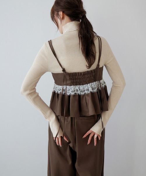 AMUU. PRECIEUSE(アムープレシューズ)の「【SETUP対応】レースペプラムキャミビスチェ(その他トップス・レディース・ブラック/チャコールグレー/ブラウン・FREE)」の6枚目の写真