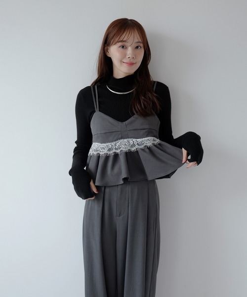 AMUU. PRECIEUSE(アムープレシューズ)の「【SETUP対応】レースペプラムキャミビスチェ(その他トップス・レディース・ブラック/チャコールグレー/ブラウン・FREE)」の9枚目の写真