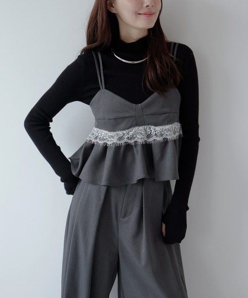 AMUU. PRECIEUSE(アムープレシューズ)の「【SETUP対応】レースペプラムキャミビスチェ(その他トップス・レディース・ブラック/チャコールグレー/ブラウン・FREE)」の10枚目の写真
