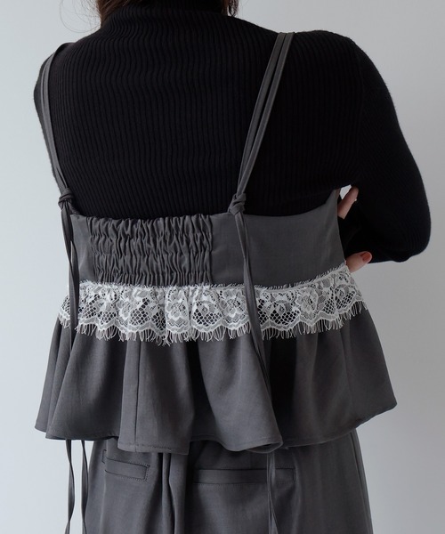 AMUU. PRECIEUSE(アムープレシューズ)の「【SETUP対応】レースペプラムキャミビスチェ(その他トップス・レディース・ブラック/チャコールグレー/ブラウン・FREE)」の13枚目の写真