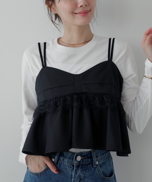 AMUU. PRECIEUSE(アムープレシューズ)の「【SETUP対応】レースペプラムキャミビスチェ(その他トップス・レディース・ブラック/チャコールグレー/ブラウン・FREE)」の16枚目の写真