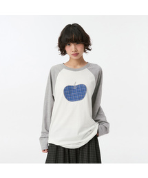 APPLE RAGLAN オーバーフィット ロングスリーブ、ホワイト
