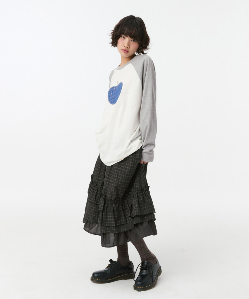 OHESHIO(オヘシオ)の「APPLE RAGLAN オーバーフィット ロングスリーブ、ホワイト(Tシャツ/カットソー・レディース・その他・FREE)」の9枚目の写真