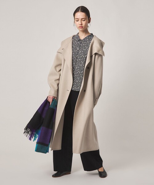 Steven Alan(スティーブンアラン)の「<Steven Alan>ウール カシミヤ リバー ロング コート(ステンカラーコート・レディース・ベージュ/ブラック・S/M)」の7枚目の写真
