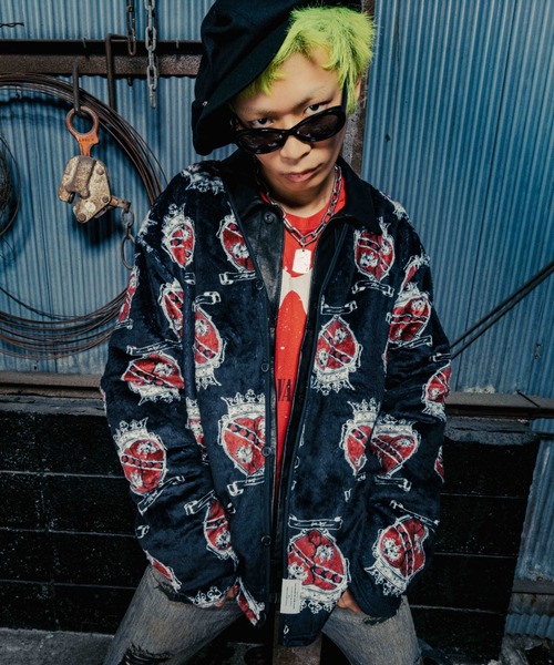ROYAL FLASH（ロイヤルフラッシュ）の「TALKING ABOUT THE ABSTRACTION/トーキングアバウトジアブストラクション/別注 EX CARDIGAN（カーディガン/ボレロ・メンズ・ホワイト/ブラック/グリーン・M/L/XL）」の2枚目の写真