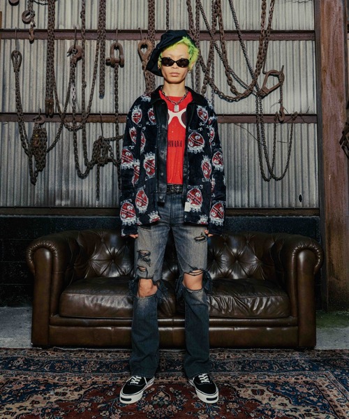 ROYAL FLASH（ロイヤルフラッシュ）の「TALKING ABOUT THE ABSTRACTION/トーキングアバウトジアブストラクション/別注 EX CARDIGAN（カーディガン/ボレロ・メンズ・ホワイト/ブラック/グリーン・M/L/XL）」の6枚目の写真