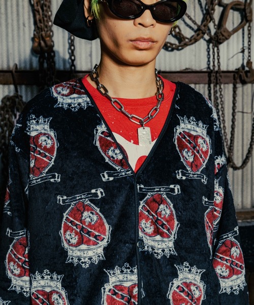 ROYAL FLASH（ロイヤルフラッシュ）の「TALKING ABOUT THE ABSTRACTION/トーキングアバウトジアブストラクション/別注 EX CARDIGAN（カーディガン/ボレロ・メンズ・ホワイト/ブラック/グリーン・M/L/XL）」の4枚目の写真