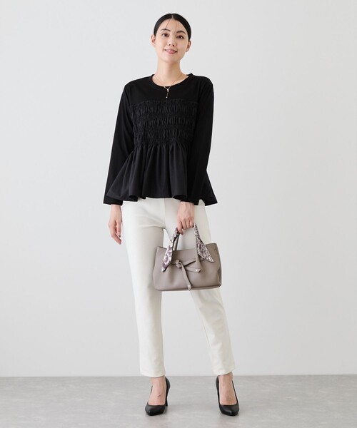 Jayro（ジャイロ）の「シャーリングビスチェ風ドッキングＴシャツ（Tシャツ/カットソー・レディース・ブラック系その他・M）」の6枚目の写真