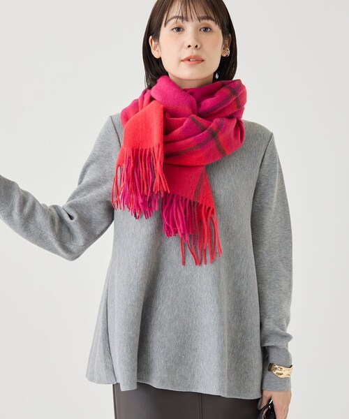 INDIVI(インディヴィ)の「【体型カバー/後ろボタン】ジャカードペプラムニット(ニット/セーター・レディース・ブラック/グレー系4/ブルー・38)」の2枚目の写真