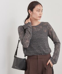 OPAQUE.CLIP（オペークドットクリップ）の「レースベロア トップス【洗濯機OK】（Tシャツ/カットソー）」