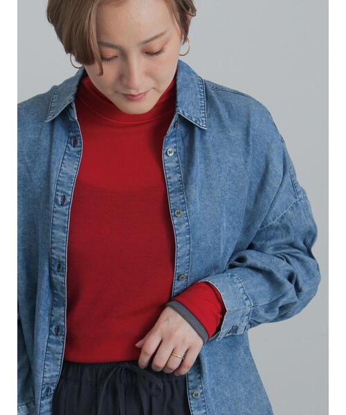 Te chichi(テチチ)の「配色レイヤードハイネックプルオーバー(Tシャツ/カットソー・レディース・レッド/チャコールグレー/オフホワイト・F)」の3枚目の写真