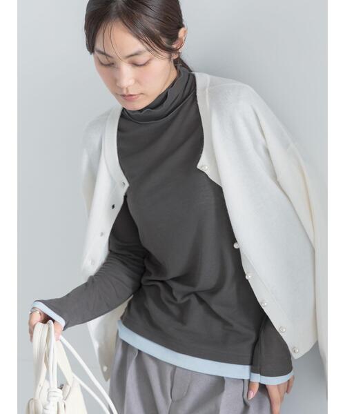 Te chichi(テチチ)の「配色レイヤードハイネックプルオーバー(Tシャツ/カットソー・レディース・レッド/チャコールグレー/オフホワイト・F)」の5枚目の写真
