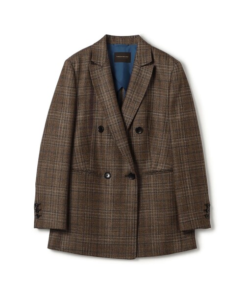 TOMORROWLAND collection(トゥモローランドコレクション)の「SILK AIR GLEN CHECK ダブルブレストジャケット(テーラードジャケット・レディース・ブラウン系/ネイビー・38/36)」の2枚目の写真