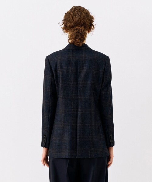 TOMORROWLAND collection(トゥモローランドコレクション)の「SILK AIR GLEN CHECK ダブルブレストジャケット(テーラードジャケット・レディース・ブラウン系/ネイビー・38/36)」の7枚目の写真