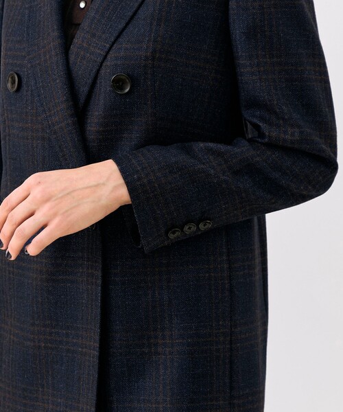 TOMORROWLAND collection(トゥモローランドコレクション)の「SILK AIR GLEN CHECK ダブルブレストジャケット(テーラードジャケット・レディース・ブラウン系/ネイビー・38/36)」の12枚目の写真