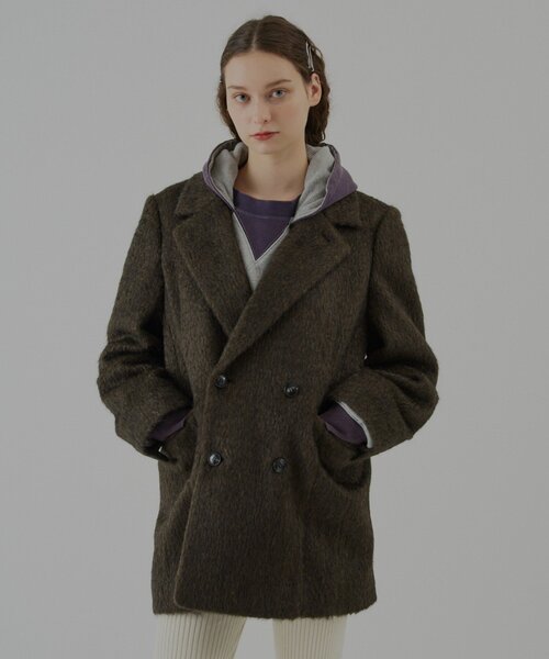 WHIMSIC(ウィムジック)の「【UNISEX】シャギーダブルブレストジャケット(テーラードジャケット・メンズ・ブラウン/モカ・FREE)」の1枚目の写真