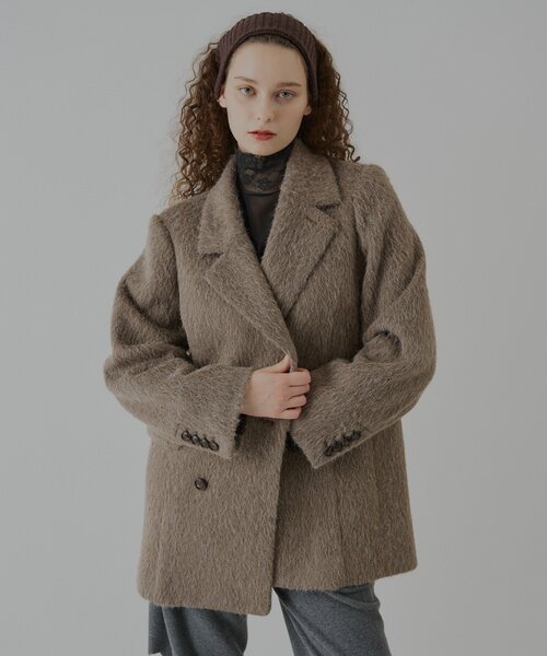 WHIMSIC(ウィムジック)の「【UNISEX】シャギーダブルブレストジャケット(テーラードジャケット・メンズ・ブラウン/モカ・FREE)」の2枚目の写真